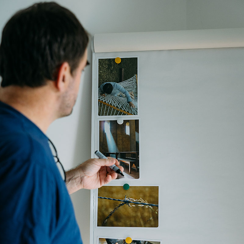 Arbeit an Themen am Whiteboard im Beratungsgespräch
